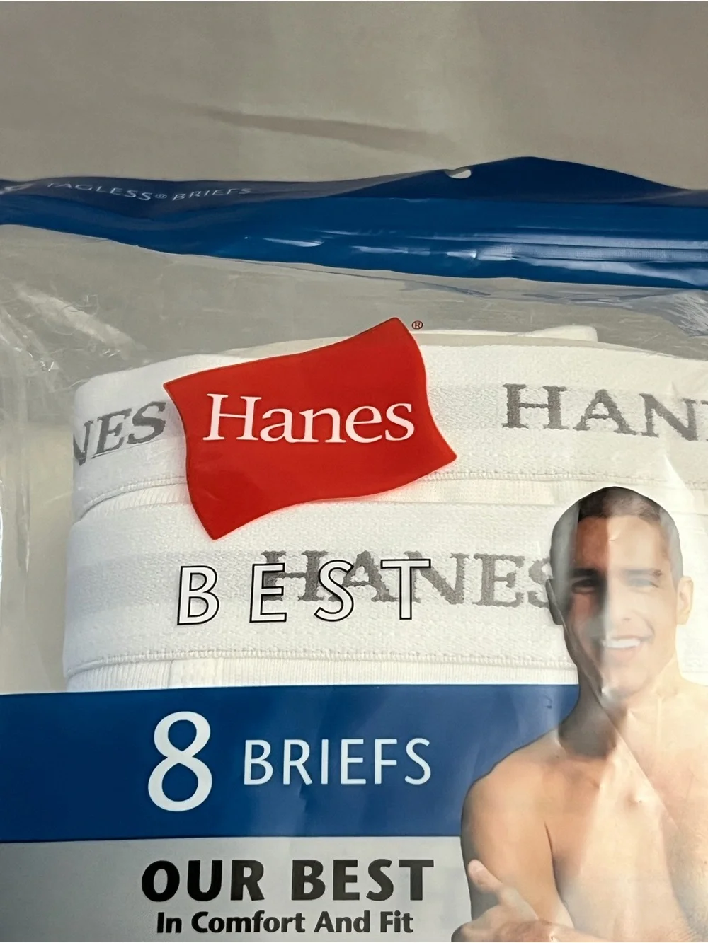 Hanes Best Men’s Tagless White Briefs 8 Pack Size Large 36-38 Comfort Flex NIP